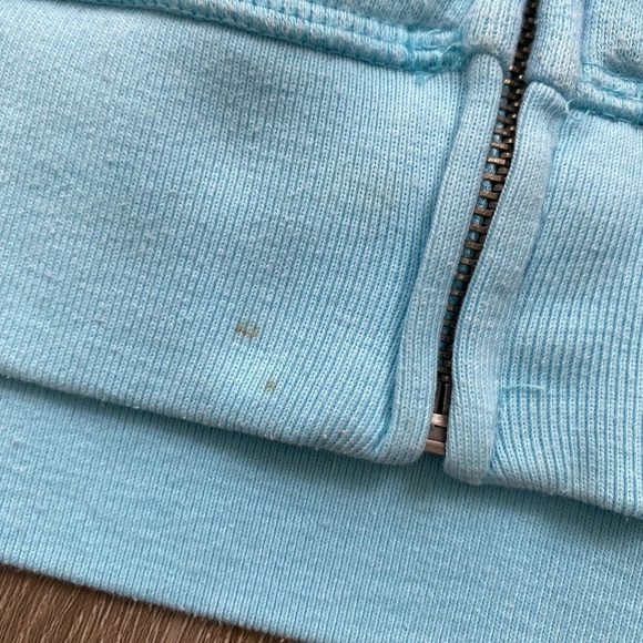 Vintage Y2K 00’s 08’ PINK Victoria's Secret Light Blue Peace Sign Zip Up Hoodie - Picture 13 of 16